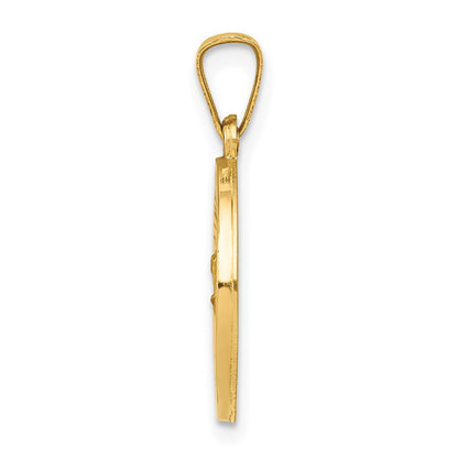 14K Gelbgold 14K Poliert und Satiniert St. Christopher Medaille Hohl Anhänger
