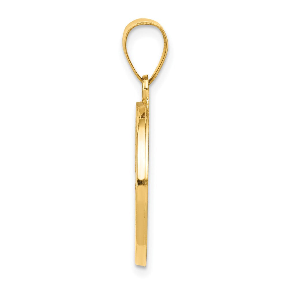 14K Gelbgold 14K Poliert und Satiniert St. Christopher Medaille Hohl Anhänger