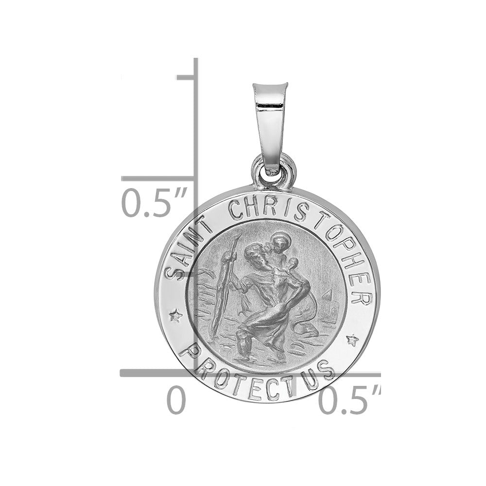 14K Weißgold 14K Weißgold Poliert/satin St Christopher Medaille Hohl Anhänger