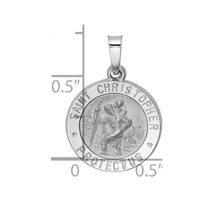 14K Weißgold 14K Weißgold Poliert/satin St Christopher Medaille Hohl Anhänger