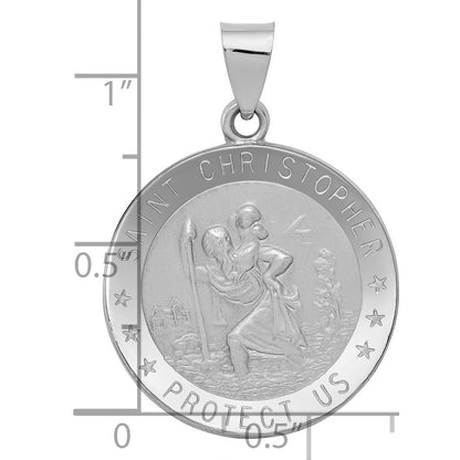 14K Weißgold 14K Weißgold Poliert/satin St Christopher Medaille Hohl Anhänger