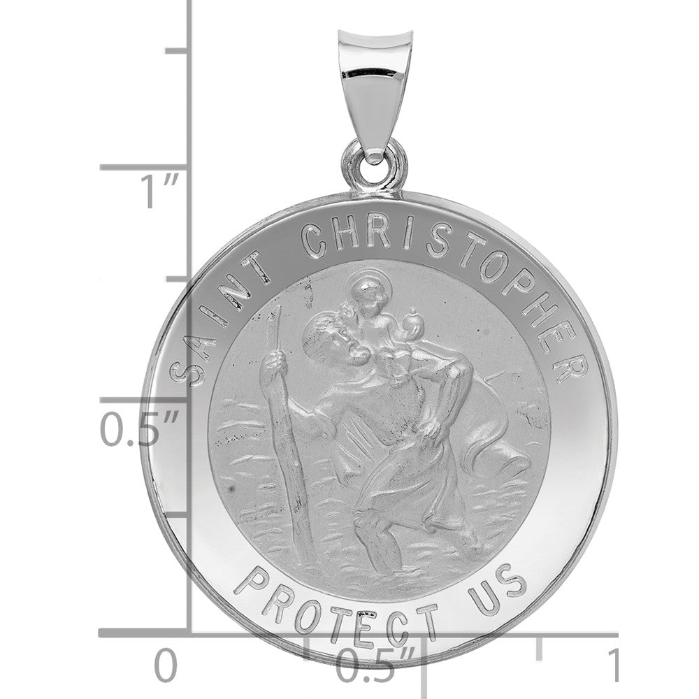 14K Weißgold 14K Weißgold Poliert/satin St Christopher Medaille Hohl Anhänger