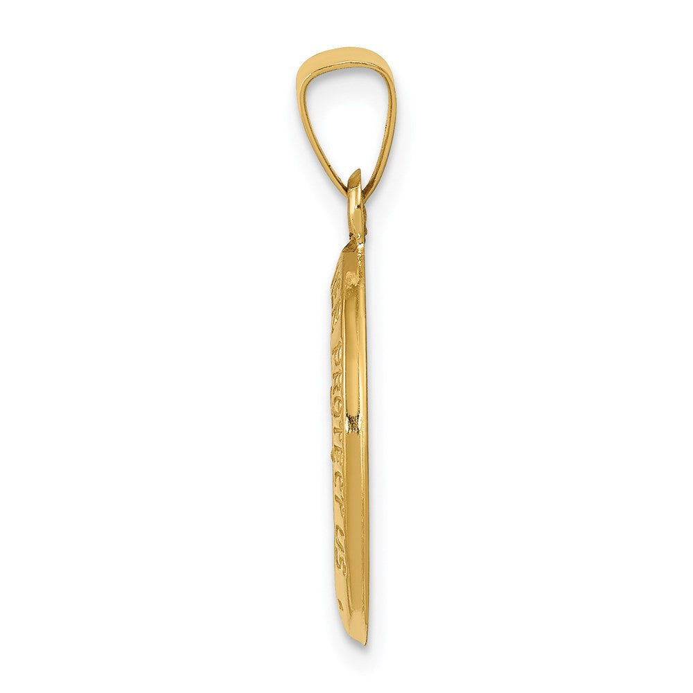 14K Gelbgold 14K Poliert und Satiniert St. Christopher Medaille Hohl Anhänger