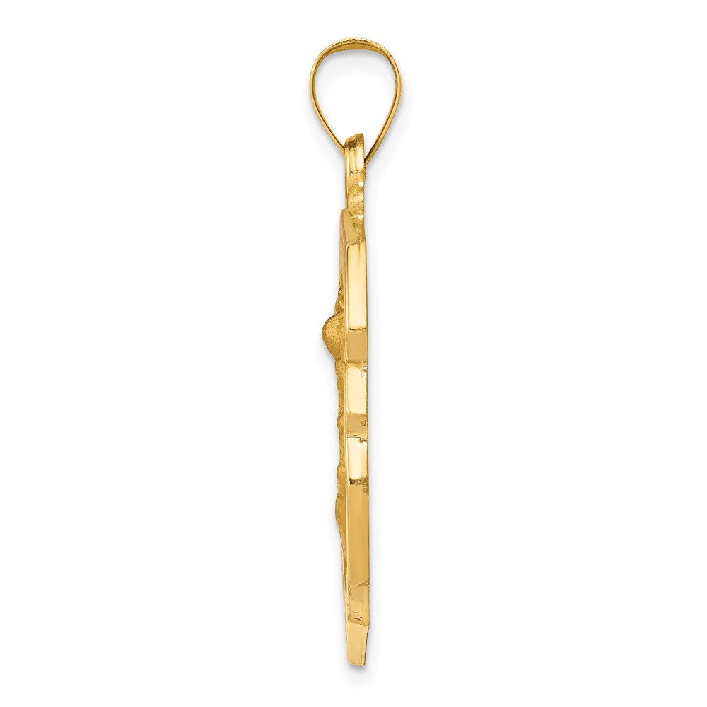 14K Gelbgold 14K Poliert und Satiniert St. Michael Abzeichen Medaille Hohl Anhänger