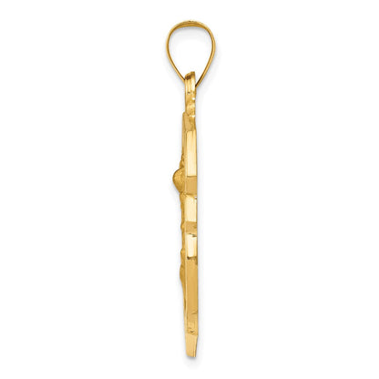 14K Gelbgold 14K Poliert und Satiniert St. Michael Abzeichen Medaille Hohl Anhänger