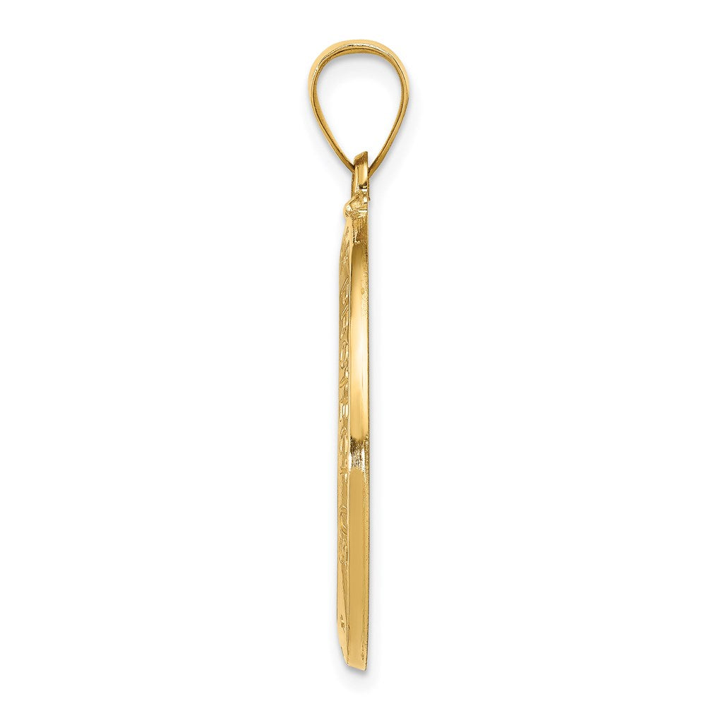 14K Gelbgold 14K Poliert und Satiniert St Christopher Medaille Hohl Anhänger