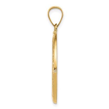 14K Gelbgold 14K Poliert und Satiniert St Christopher Medaille Hohl Anhänger