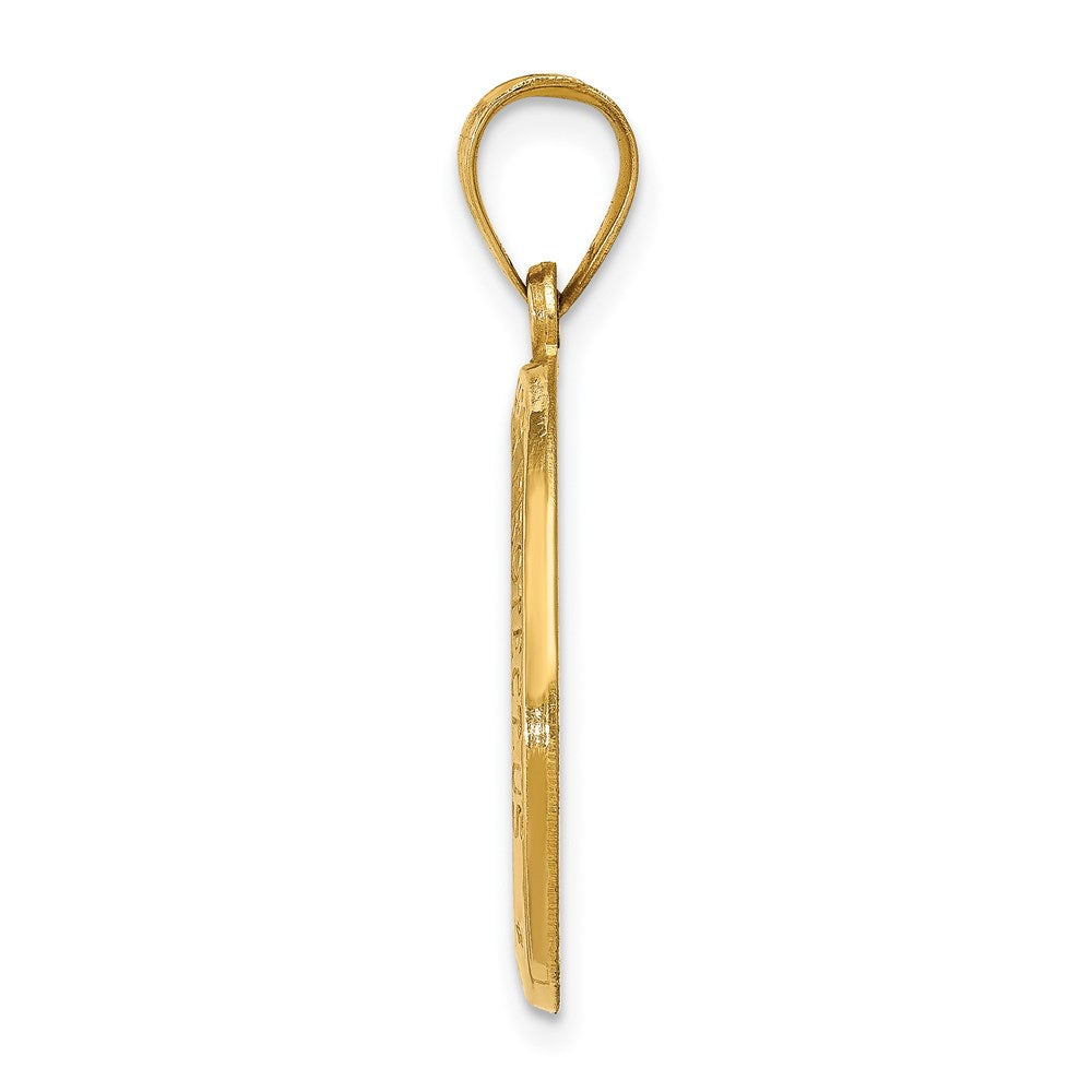 14K Gelbgold 14K Poliert und Satiniert St Christopher Medaille Hohl Anhänger