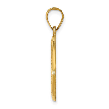 14K Gelbgold 14K Poliert und Satiniert St Christopher Medaille Hohl Anhänger