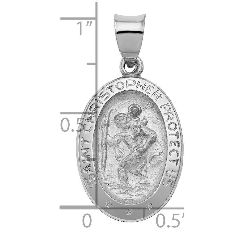 14K Weißgold 14K Weißgold Poliert/satin St Christopher Medaille Hohl Anhänger