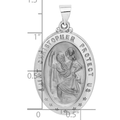 14K Weißgold 14K Weißgold Poliert/satin St Christopher Medaille Hohl Anhänger