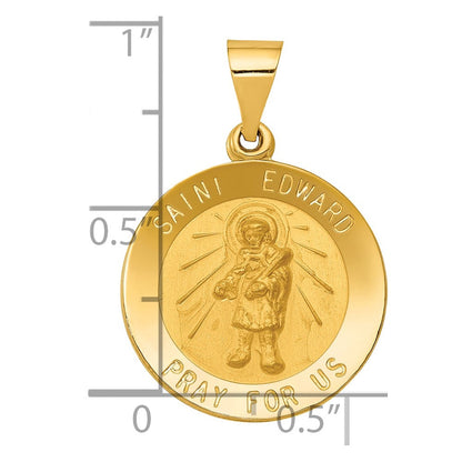 14K Gelbgold 14K Poliert und Satiniert St Edward Medaille Hohl Anhänger