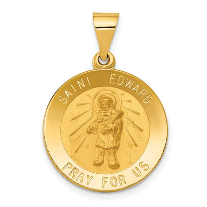 14K Gelbgold 14K Poliert und Satiniert St Edward Medaille Hohl Anhänger