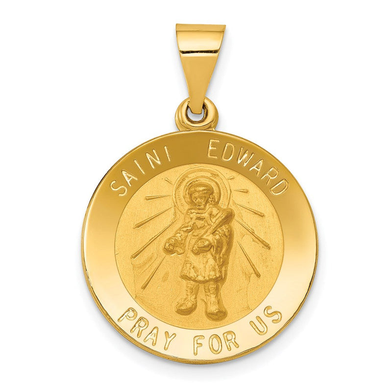 14K Gelbgold 14K Poliert und Satiniert St Edward Medaille Hohl Anhänger