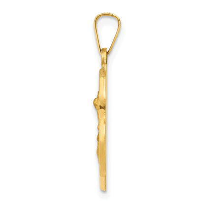 14K Gelbgold 14K Poliert und Satiniert St Michael Abzeichen Medaille Hohl Anhänger