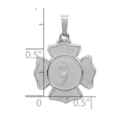 14K Weißgold 14K Weißgold Poliert und Satiniert St Florian Abzeichen Anhänger