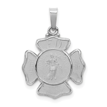14K Weißgold 14K Weißgold Poliert und Satiniert St Florian Abzeichen Anhänger