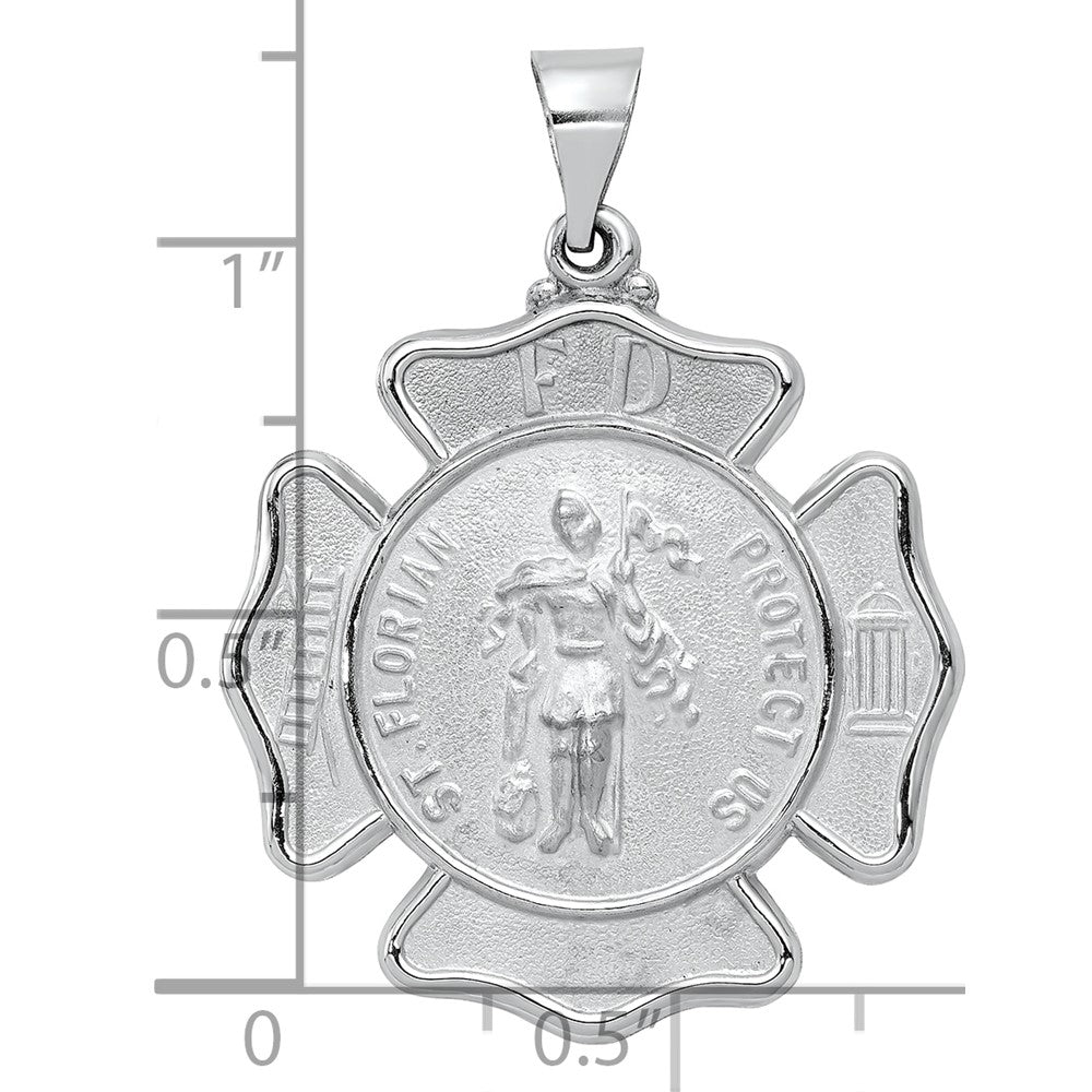 14K Weißgold 14K Weißgold Poliert/satin St Florian Abzeichen Medaille Hohl Anhänger