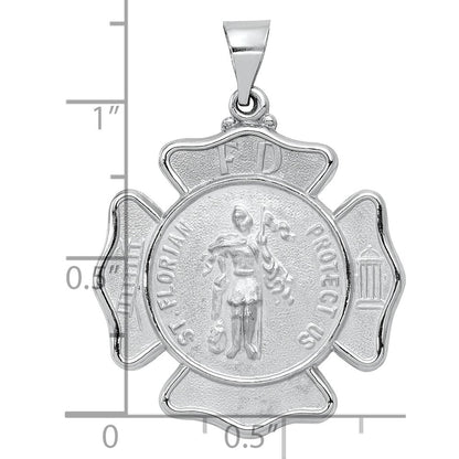14K Weißgold 14K Weißgold Poliert/satin St Florian Abzeichen Medaille Hohl Anhänger