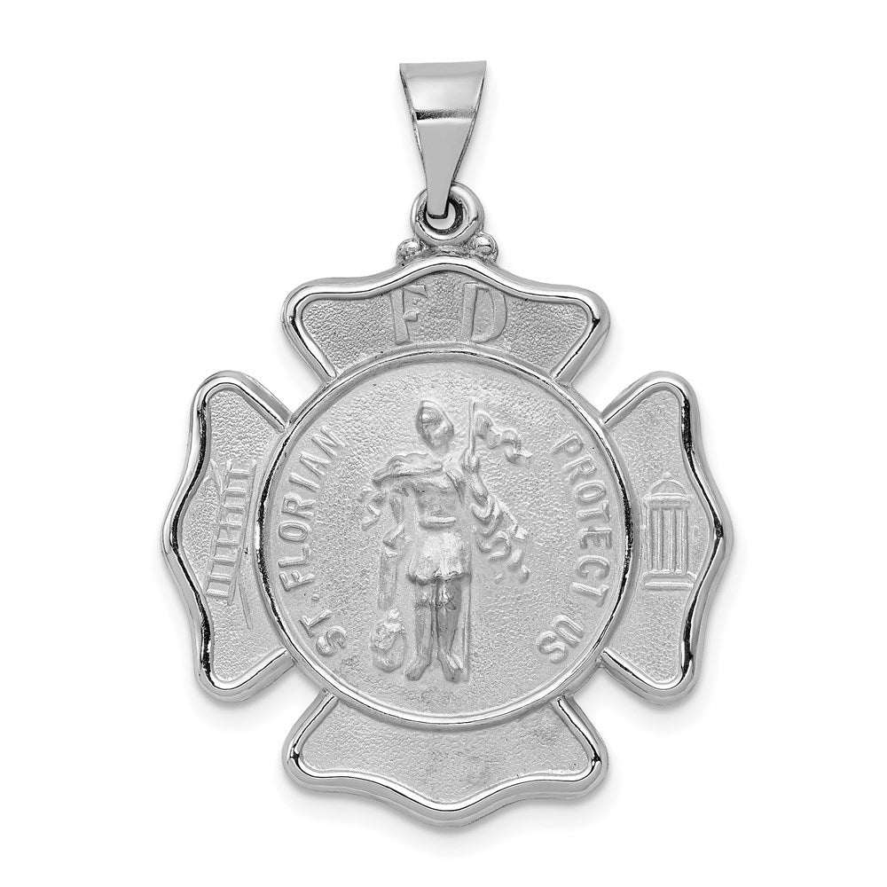 14K Weißgold 14K Weißgold Poliert/satin St Florian Abzeichen Medaille Hohl Anhänger