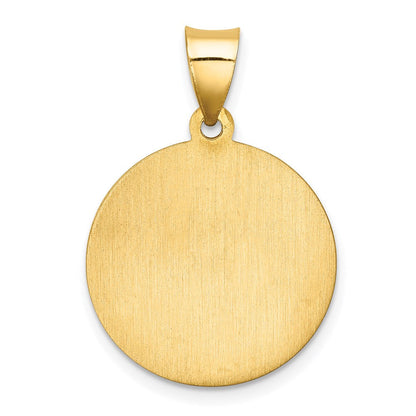 14K Gelbgold 14K Poliert und Satiniert St Florian Medaille Hohl Anhänger
