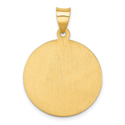 14K Gelbgold Poliert und Satiniert St Florian Medaille Hohl Anhänger