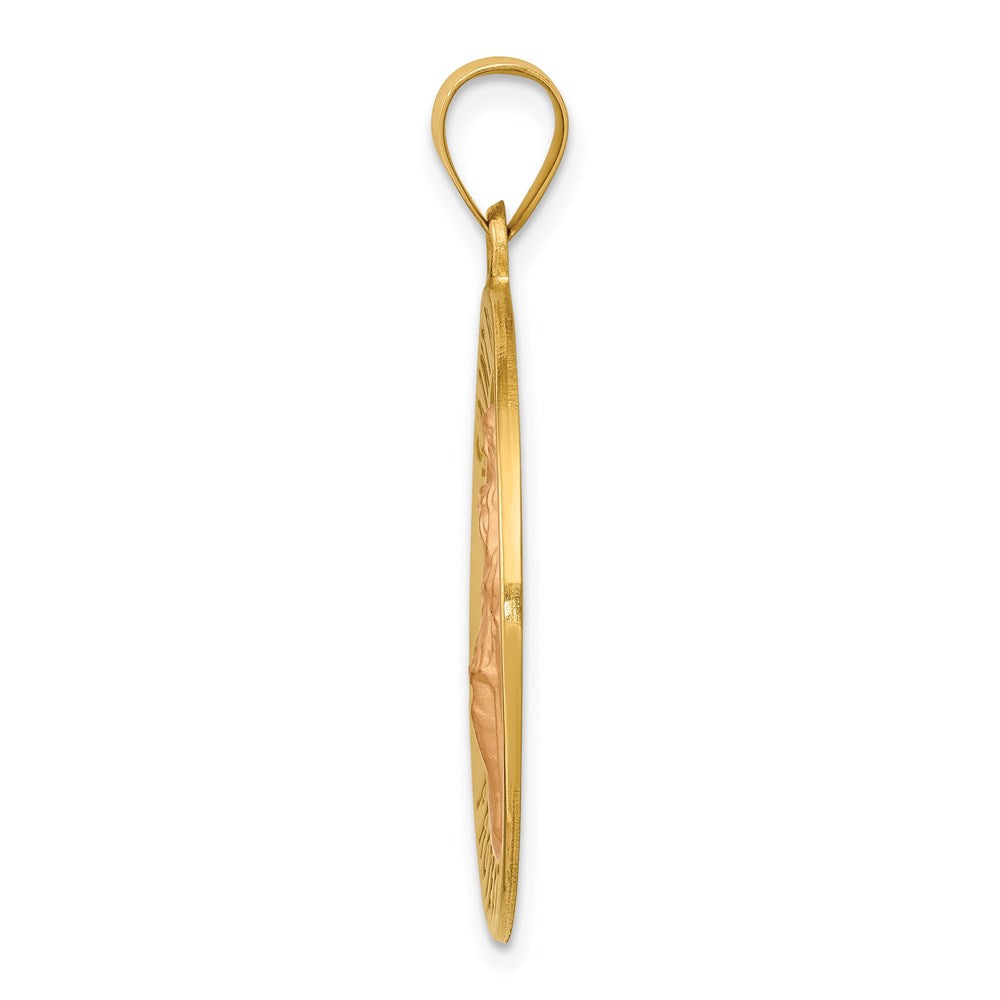 14K Gelbgold 14K Poliert und Satiniert St Florian Medaille Hohl Anhänger