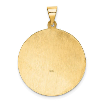 14K Gelbgold 14K Poliert und Satiniert St Florian Medaille Hohl Anhänger