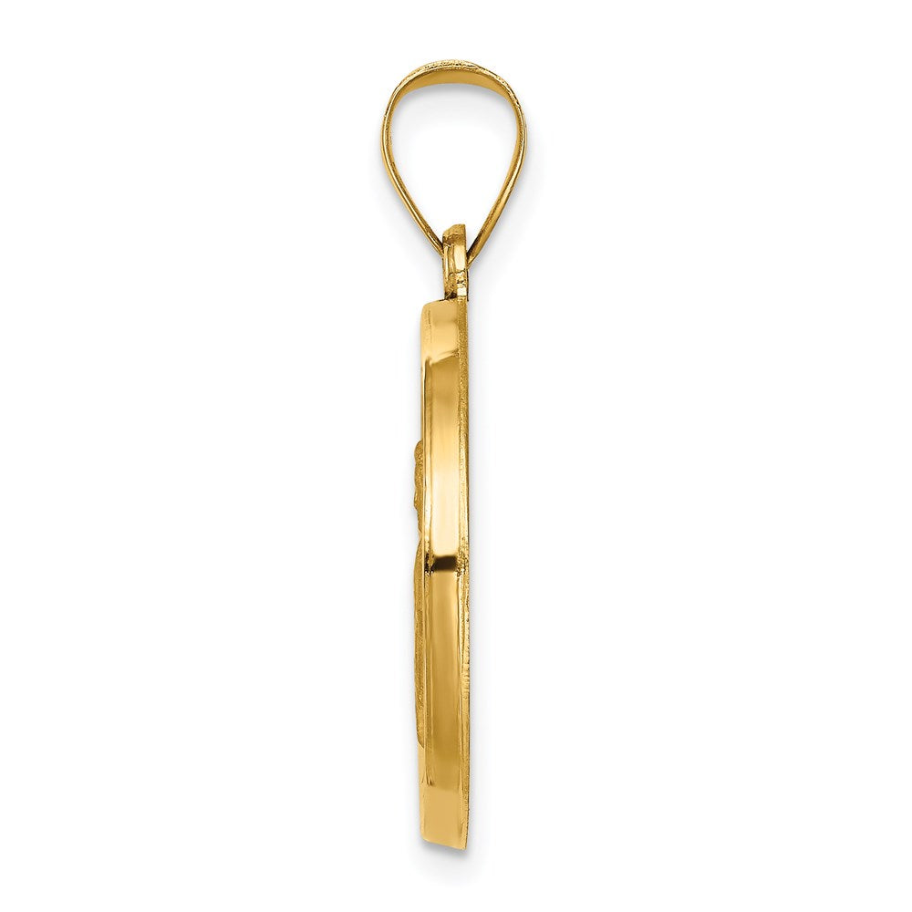 14K Gelbgold 14K Poliert und Satiniert St Gabriel Medaille Hohl Anhänger