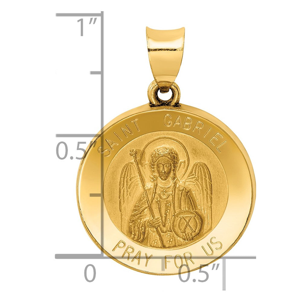 14K Gelbgold 14K Poliert und Satiniert St Gabriel Medaille Hohl Anhänger