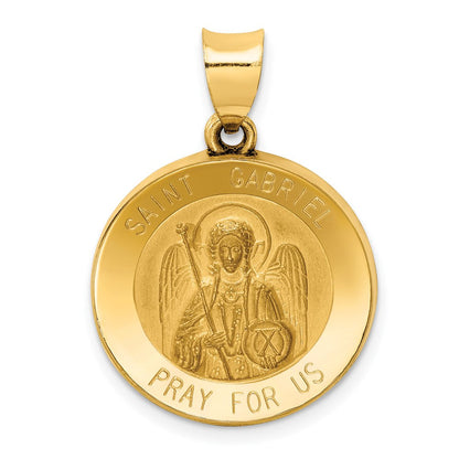 14K Gelbgold 14K Poliert und Satiniert St Gabriel Medaille Hohl Anhänger
