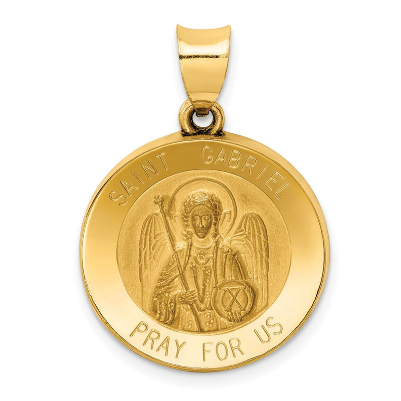 14K Gelbgold 14K Poliert und Satiniert St Gabriel Medaille Hohl Anhänger