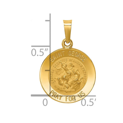 14K Gelbgold 14K Poliert und Satiniert St George Medaille Hohl Anhänger
