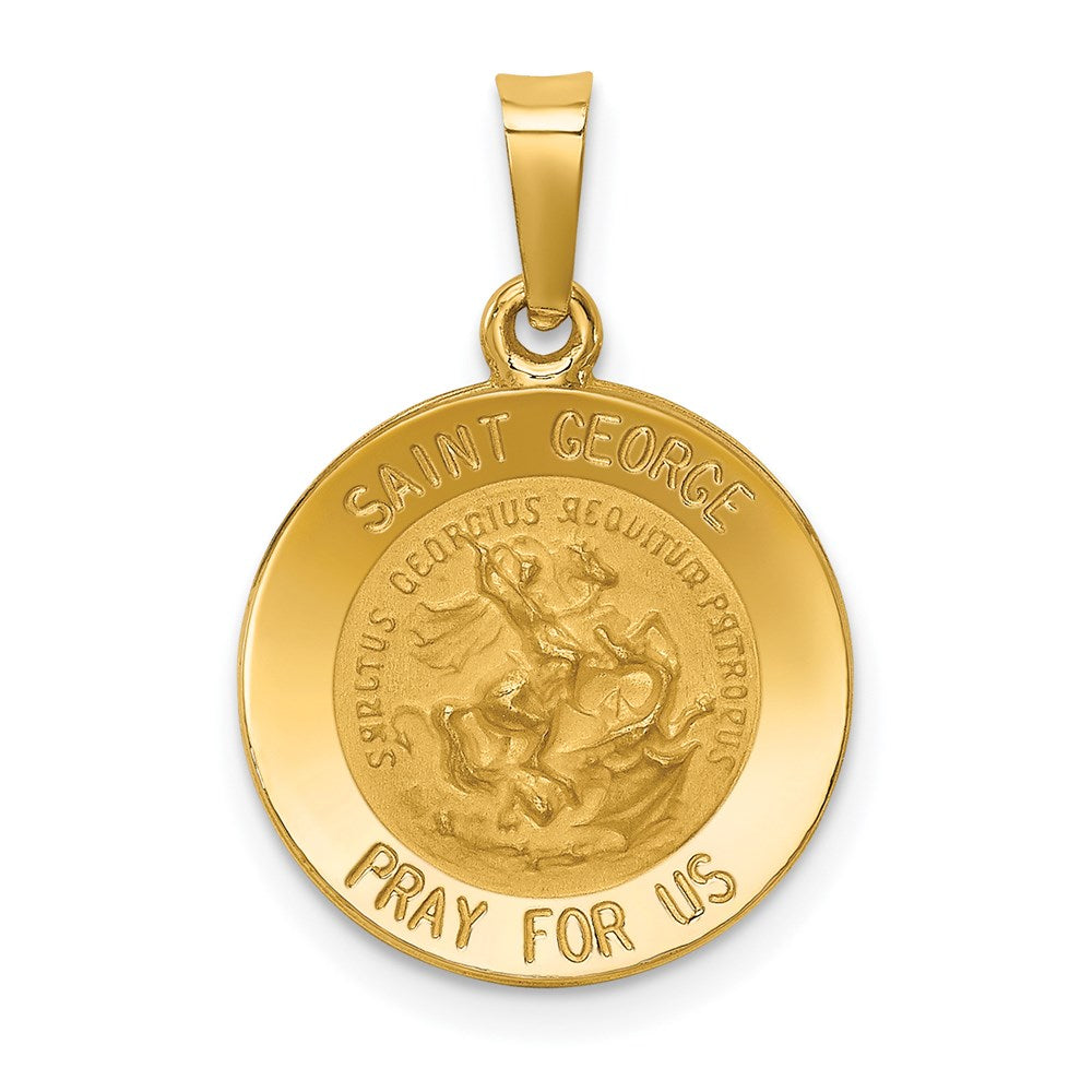 14K Gelbgold 14K Poliert und Satiniert St George Medaille Hohl Anhänger