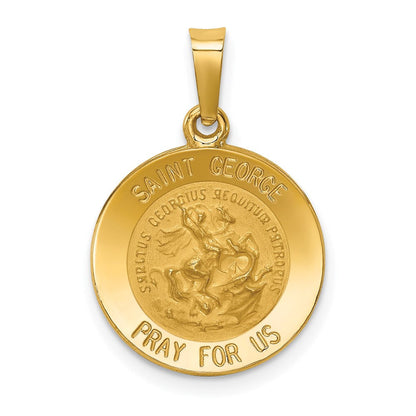 14K Gelbgold 14K Poliert und Satiniert St George Medaille Hohl Anhänger