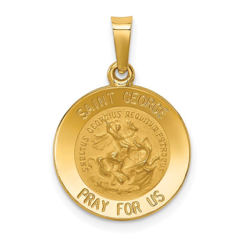 14K Gelbgold 14K Poliert und Satiniert St George Medaille Hohl Anhänger