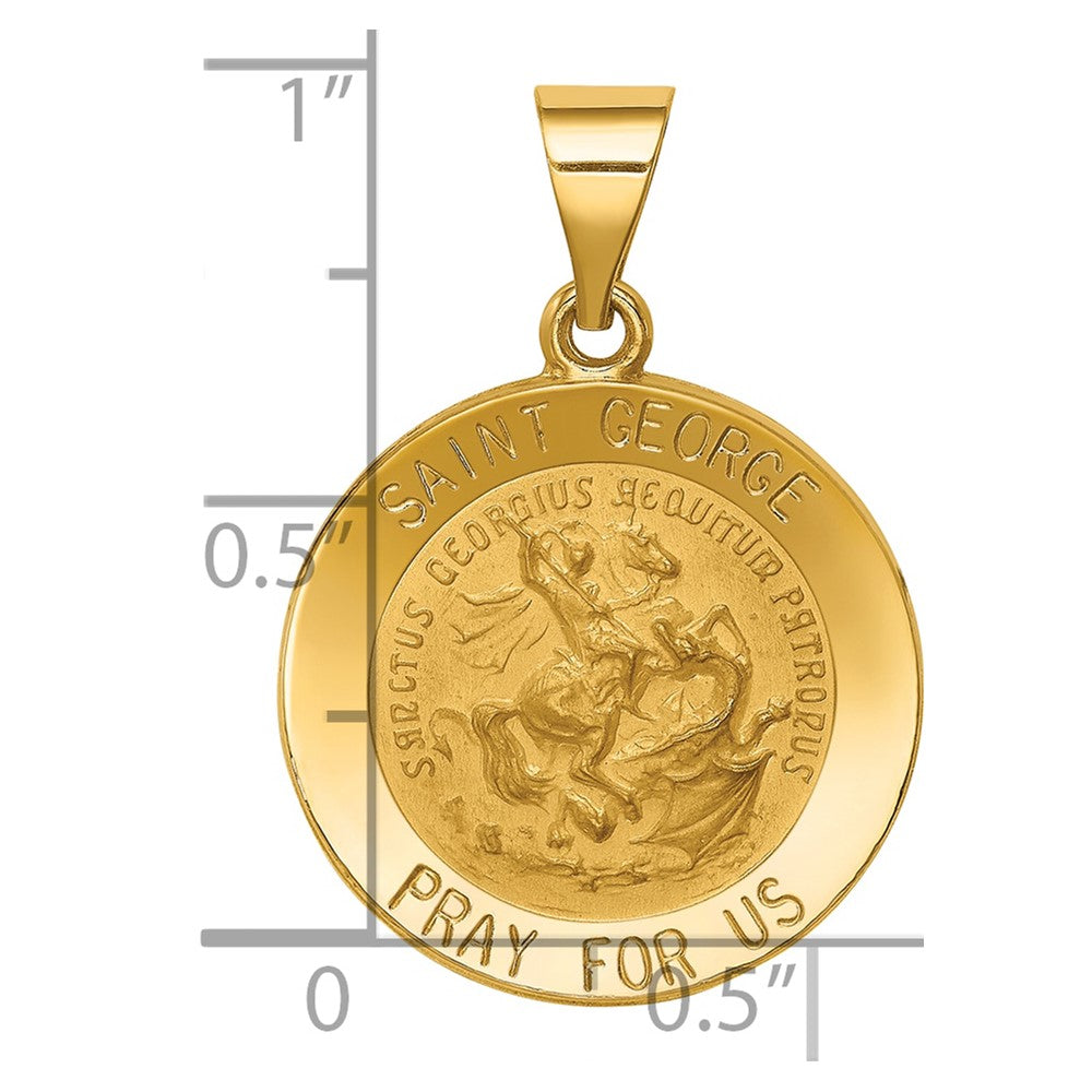 14K Gelbgold 14K Poliert und Satiniert St George Medaille Hohl Anhänger