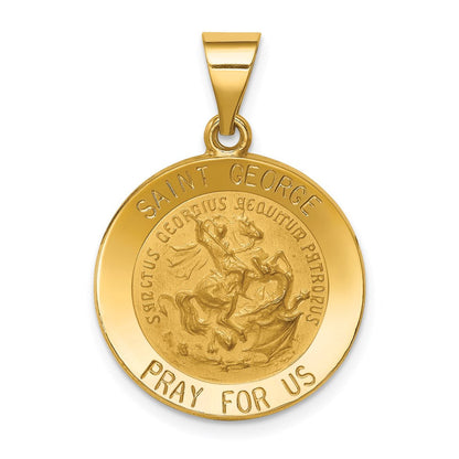 14K Gelbgold 14K Poliert und Satiniert St George Medaille Hohl Anhänger