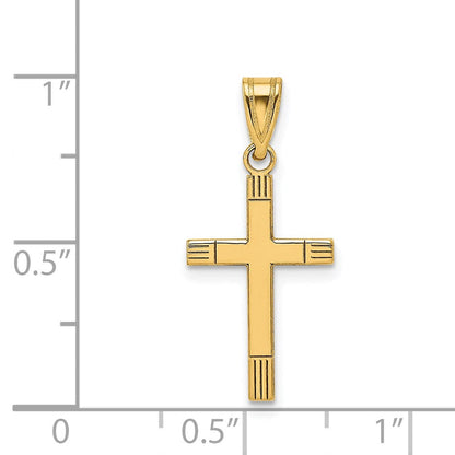 14K Gelbgold 14K Lasergraviert Geätzt Kreuz Anhänger