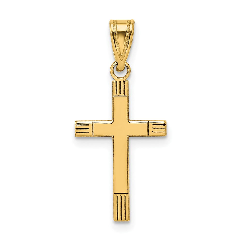 14K Gelbgold 14K Lasergraviert Geätzt Kreuz Anhänger