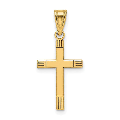 14K Gelbgold 14K Lasergraviert Geätzt Kreuz Anhänger