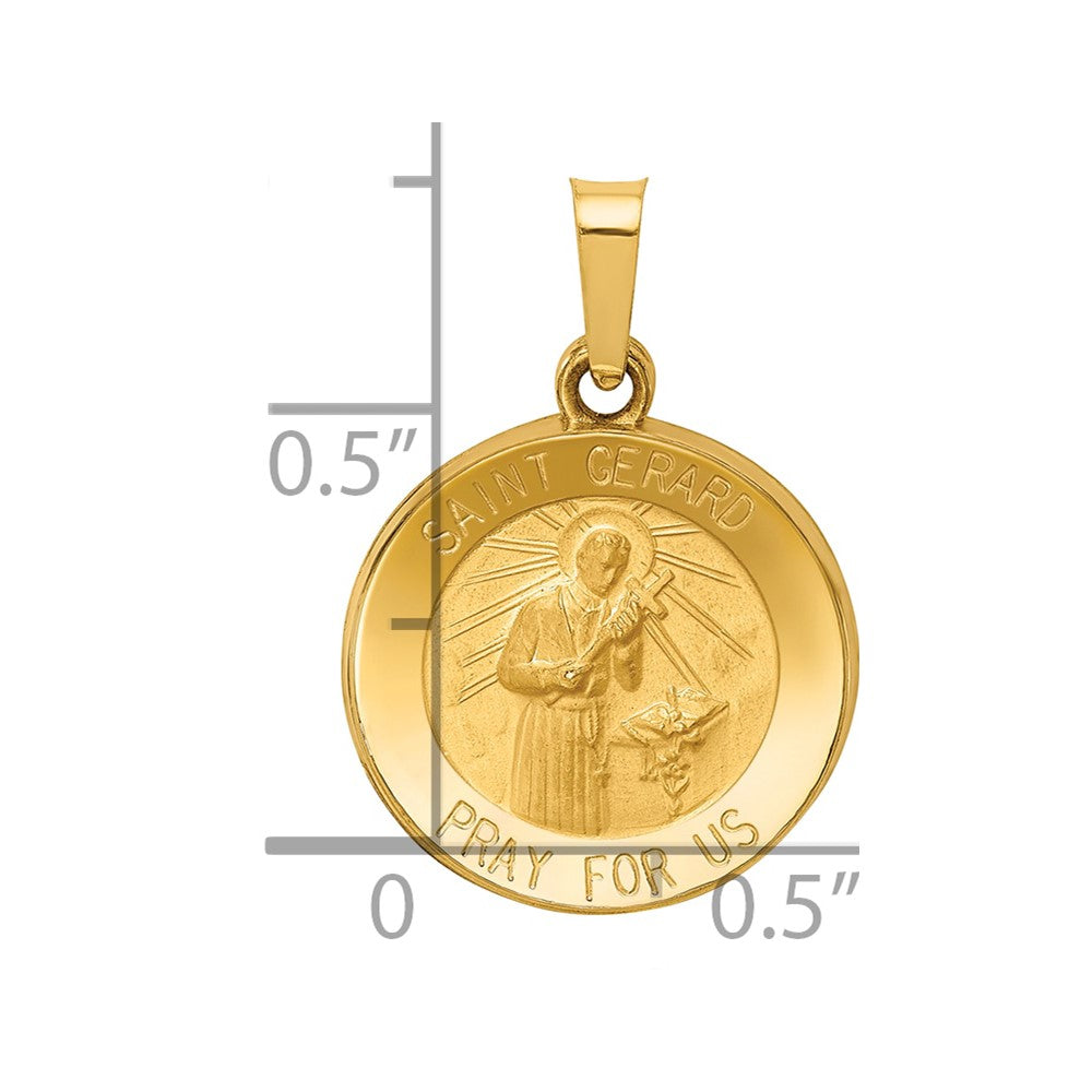14K Gelbgold 14K Poliert und Satiniert St Gerard Medaille Hohl Anhänger