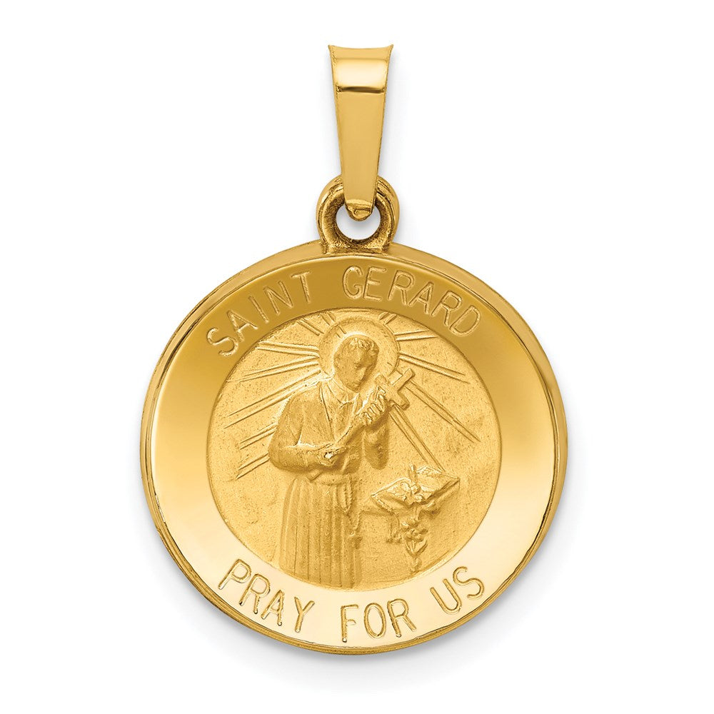 14K Gelbgold 14K Poliert und Satiniert St Gerard Medaille Hohl Anhänger
