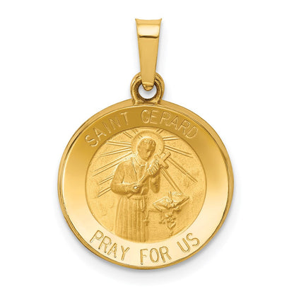 14K Gelbgold 14K Poliert und Satiniert St Gerard Medaille Hohl Anhänger