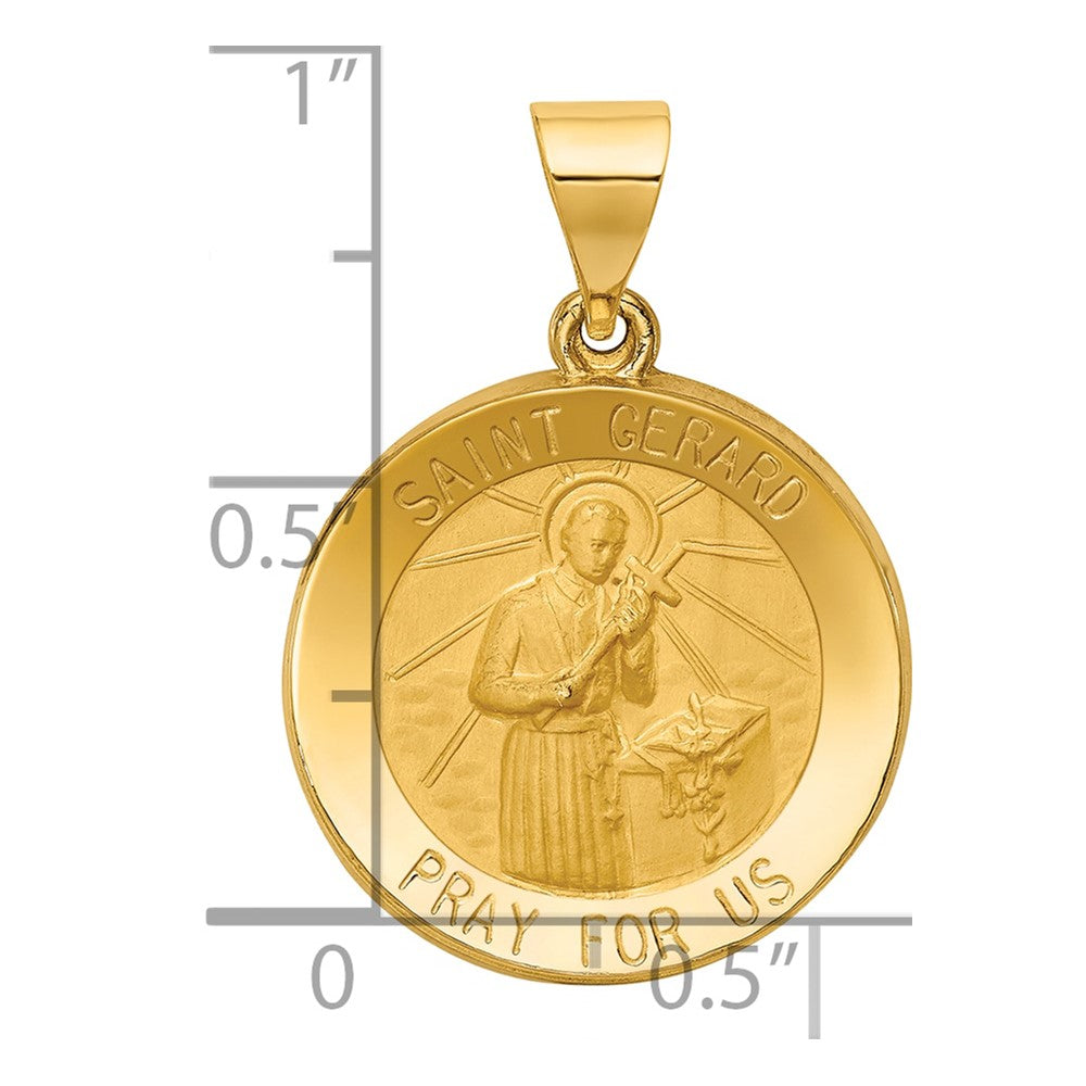 14K Gelbgold 14K Poliert und Satiniert St Gerard Medaille Hohl Anhänger