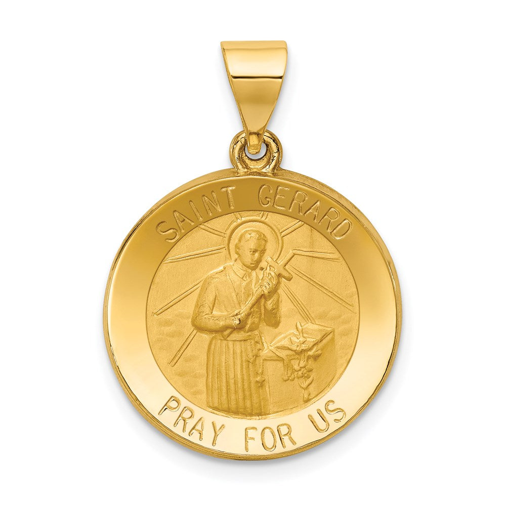 14K Gelbgold 14K Poliert und Satiniert St Gerard Medaille Hohl Anhänger