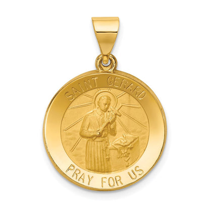 14K Gelbgold 14K Poliert und Satiniert St Gerard Medaille Hohl Anhänger
