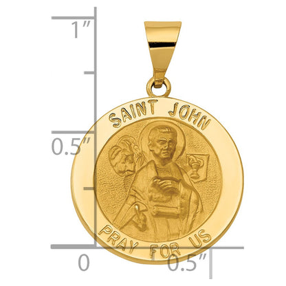 14K Gelbgold 14K Poliert und Satiniert St John Medaille Hohl Anhänger