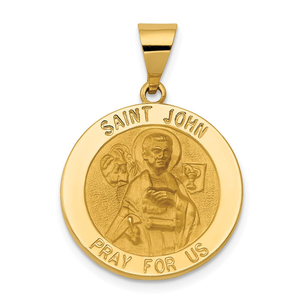14K Gelbgold 14K Poliert und Satiniert St John Medaille Hohl Anhänger