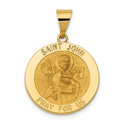 14K Gelbgold 14K Poliert und Satiniert St John Medaille Hohl Anhänger